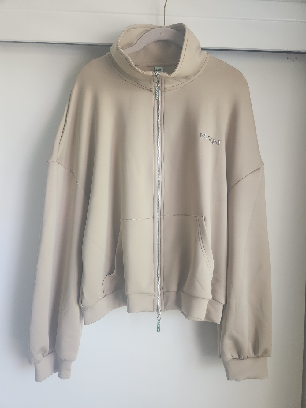 K/ZN Women's Beige Neoprene Double Zip-Up Jacket XL - Picture 8 of 16